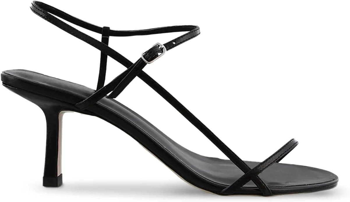 Kitten Heels for Women Dressy Strappy Stiletto High Heeled Sandals Round Open Toe Sexy Heels Wedd... | Amazon (US)