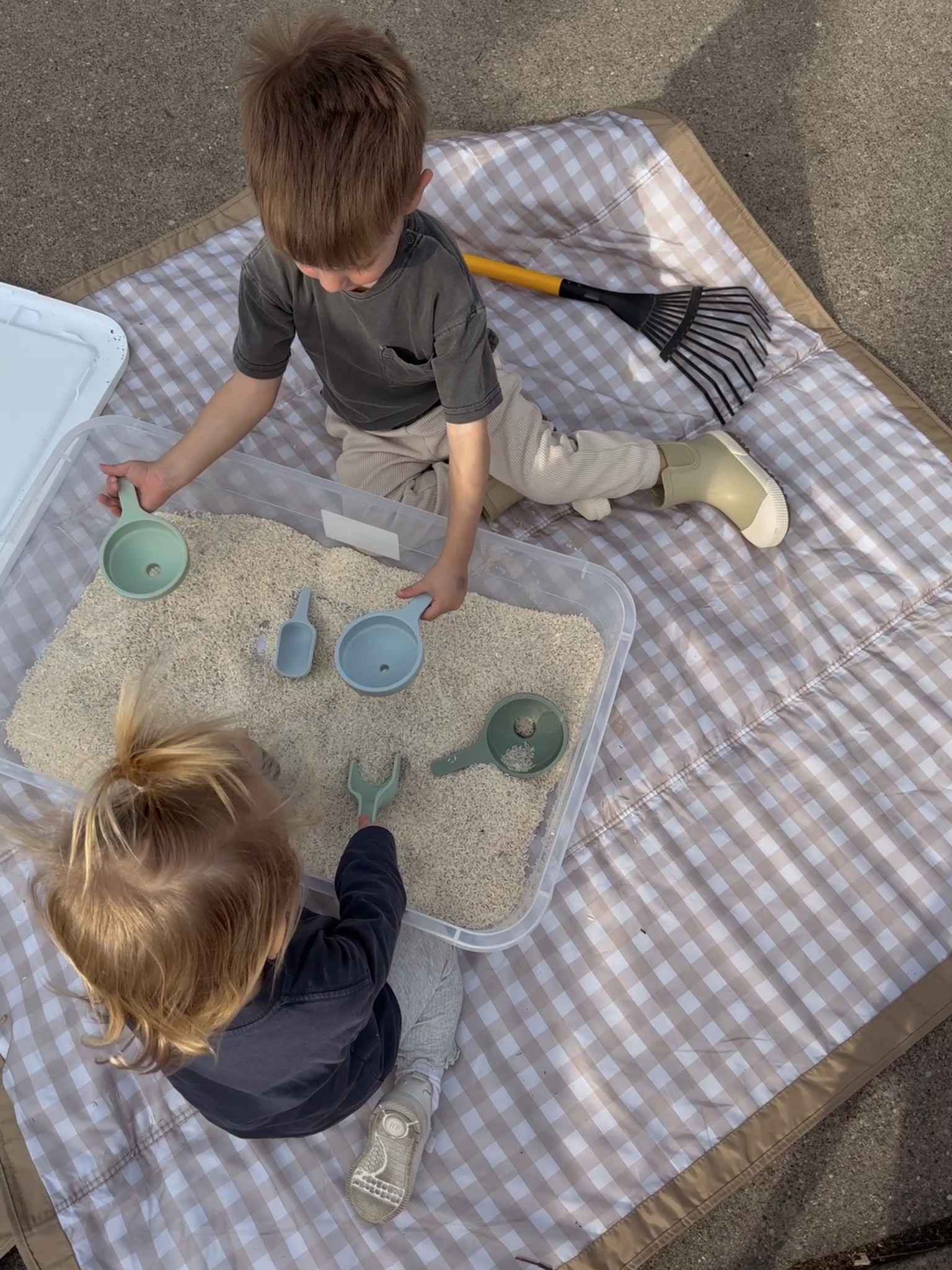 Easy sensory box — $10 plastic storage tub from Target + sand/rice and alllll the scoops, shovels, trucks, animals, etc! My toddlers will stay occupied for SO long with anything like this. 

#LTKSeasonal #LTKKids #LTKFamily