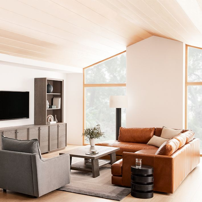 Haven Leather 2-Piece Bumper Chaise Sectional (108") | West Elm (US)