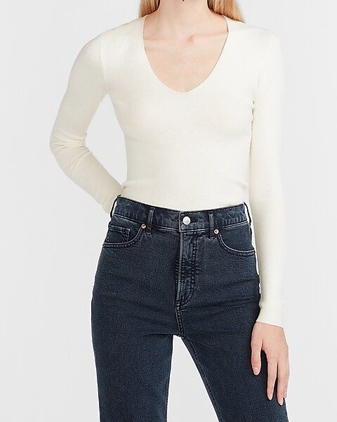 Fitted V-Neck Sweater | Express