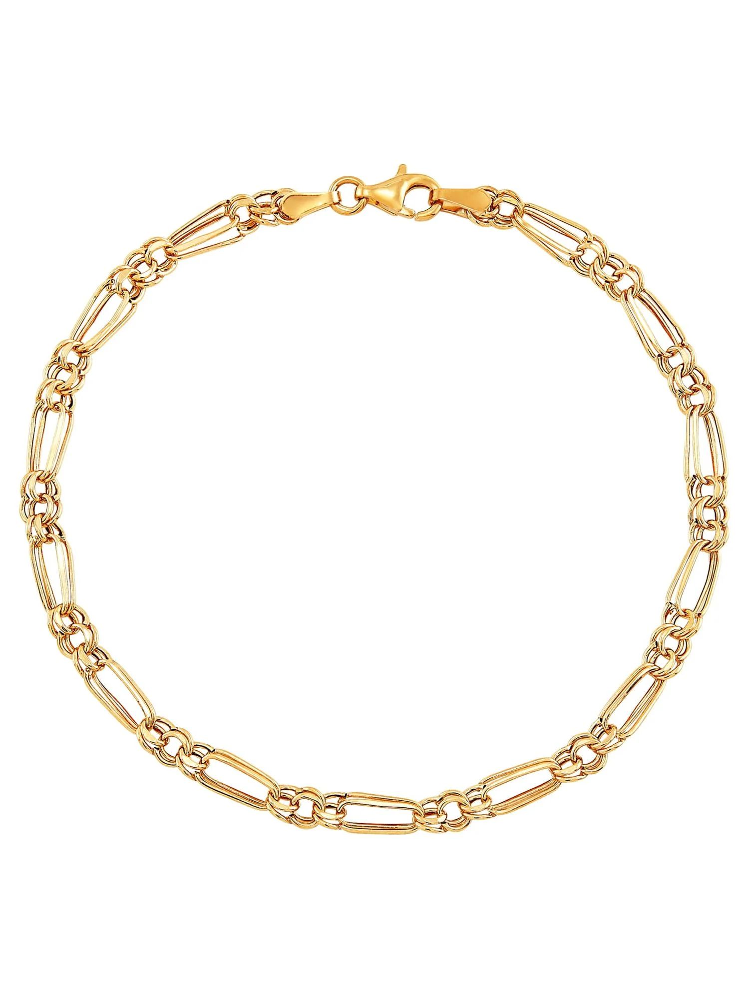 Brilliance Fine Jewelry 10K Yellow Gold Alternating Oval and Round Links Bracelet, 7.5" | Walmart (US)