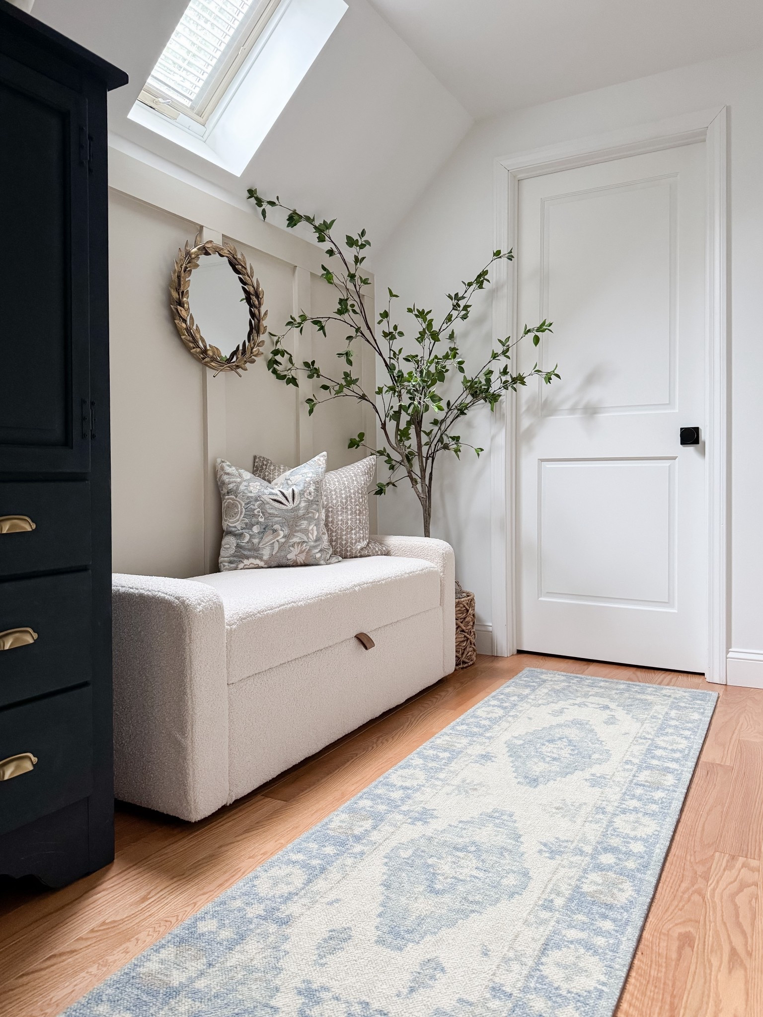 Hallway decor, Amazon faux tree, throw pillows, wall art, basket, storage bench, coastal decor, home decor 

#LTKHome #LTKFindsUnder50 #LTKStyleTip