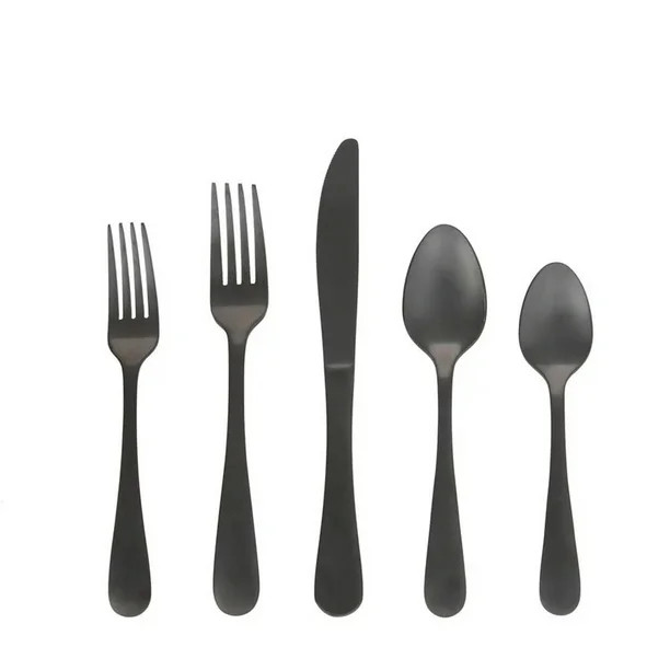 Better Homes & Gardens 20 Piece Corin Flatware Set with Black Matte Finish | Walmart (US)