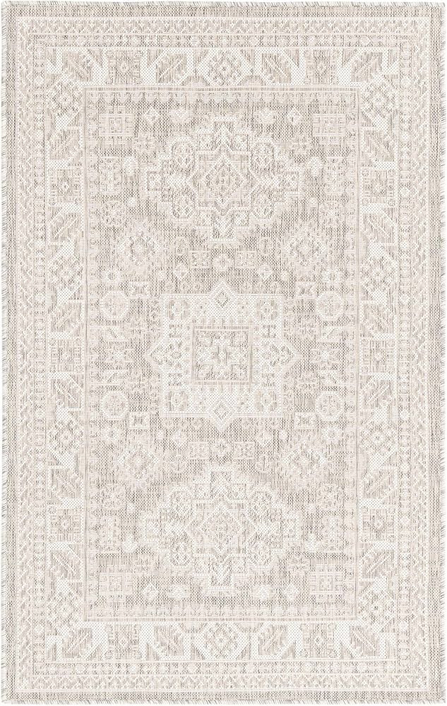 Rugs.com Outdoor Aztec Collection Rug – 3' x 5' Light Gray Flatweave Rug Perfect for Living Roo... | Amazon (US)