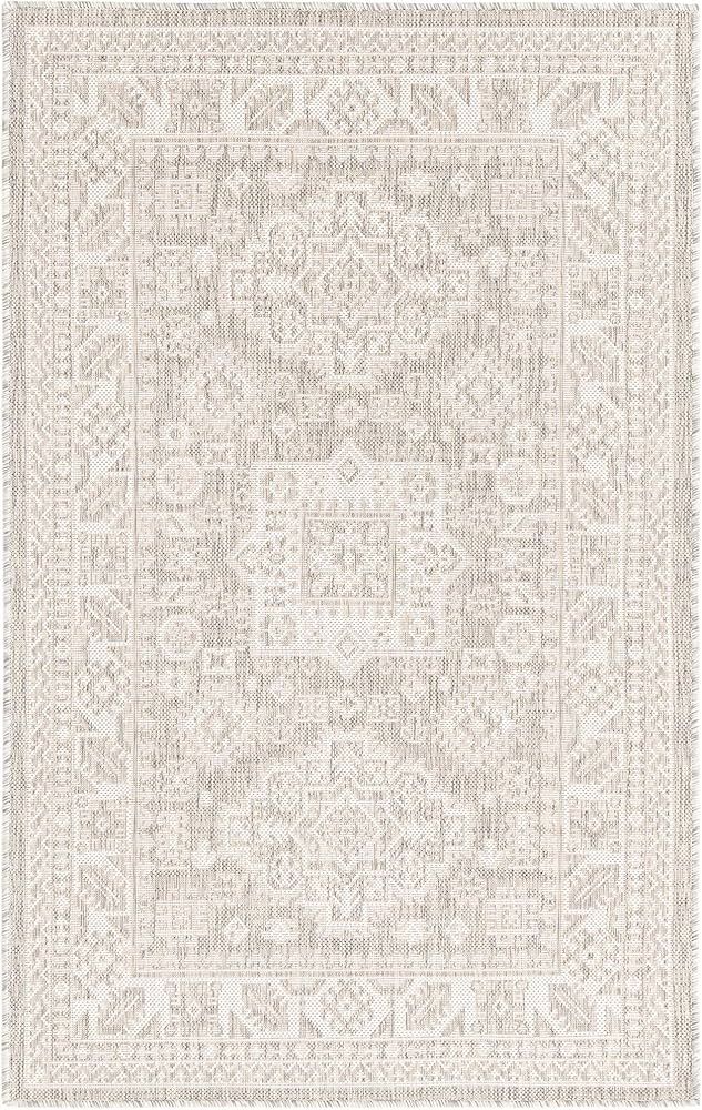 Rugs.com Outdoor Aztec Collection Rug – 3' x 5' Light Gray Flatweave Rug Perfect for Living Roo... | Amazon (US)