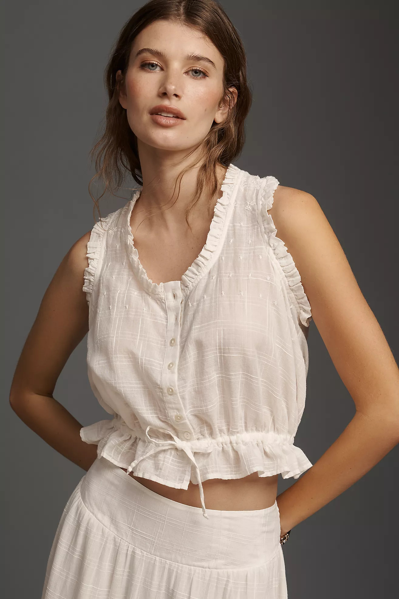 By Anthropologie Sleeveless Mixed Lace Top | Anthropologie (US)