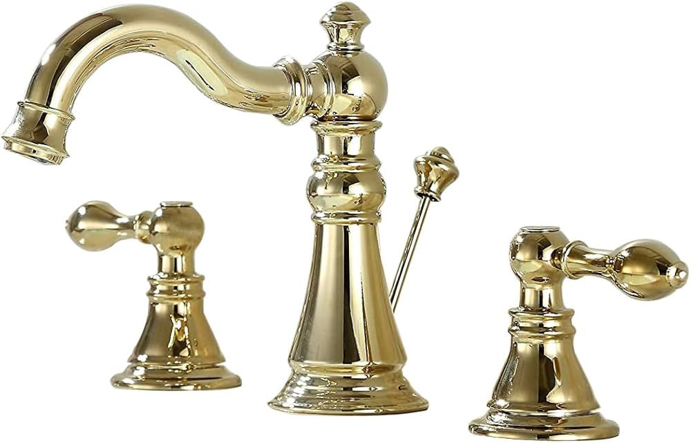 Derengge Gold Finish Bathroom Faucet 8 Inch Widespread Faucet Polished BrassTwo-Handle Sink Fauce... | Amazon (US)