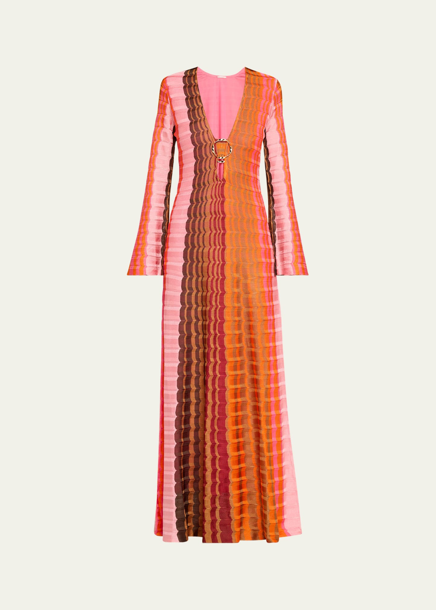 Alexis Vibe Wavy Knit Flared-Sleeve Maxi Dress | Bergdorf Goodman