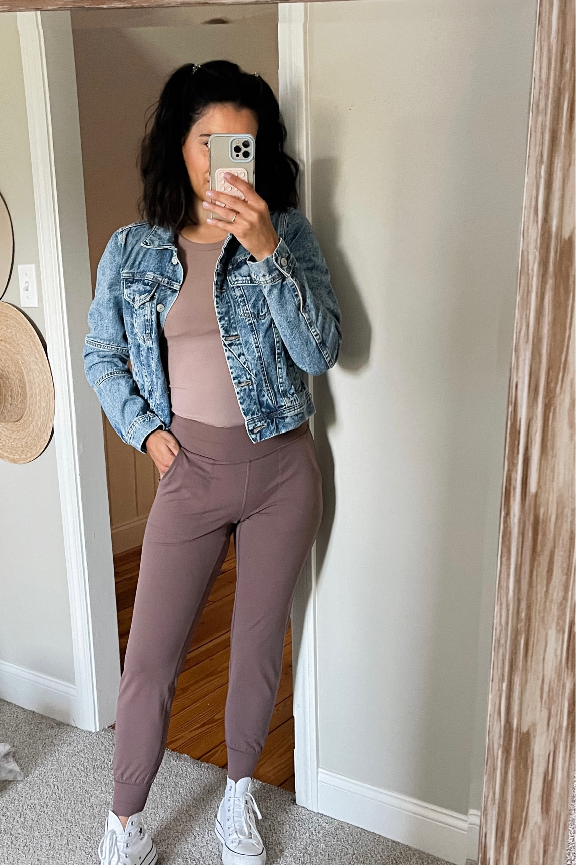 Casual work outfits with align tank and align joggers from lululemon. Converse sneakers and denim jacket 

#LTKSeasonal #LTKunder50 #LTKunder100
