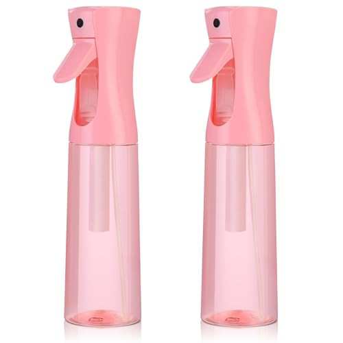 Continuous Spray Bottle for Hair (10.1oz/300ml) 2 Pack Mister Spray Bottles for Cleaning Empty Ultra Fine Water Mist Sprayer for Hairstyling Plant Garden Curly Hair Etc (Pink Transparent) | Amazon (US)