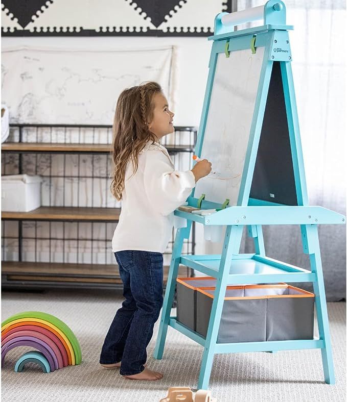 Little Partners 2-Sided A-Frame Art Easel with Chalk Board, Magnetic Dry Erase, Storage, Paper Fe... | Amazon (US)