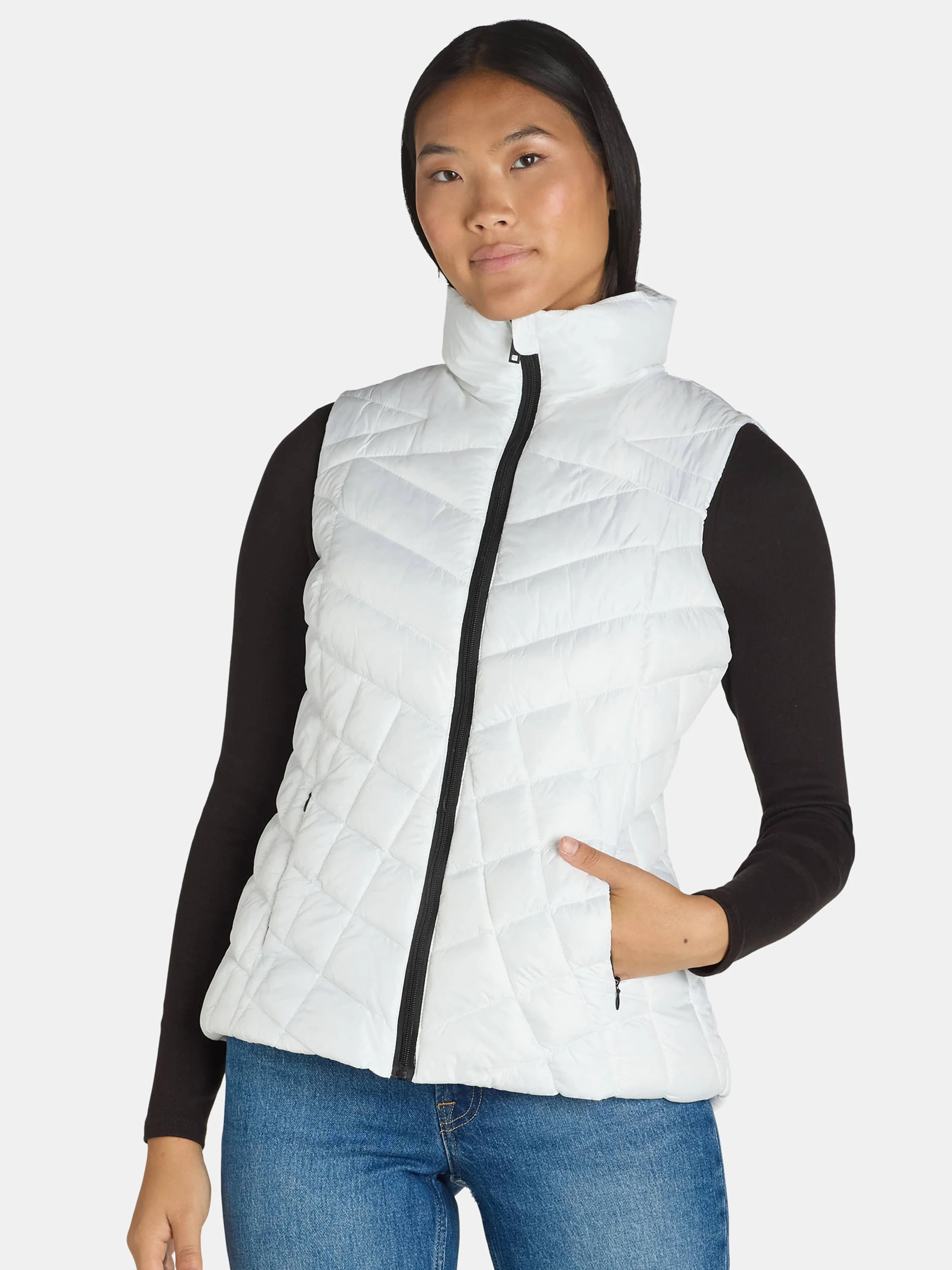 Big Chill Women's Chevron Quilted Puffer Vest, Midweight, Sizes S-3X | Walmart (US)