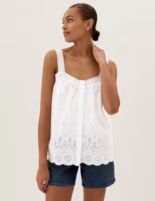 Pure Cotton Broderie Regular Fit Cami Top | M&S Collection | M&S | Marks & Spencer (UK)