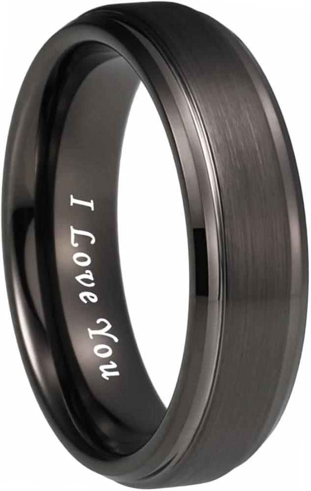 6mm 8mm Tungsten Rings for Men Women Engagement Wedding Bands Stepped Beveled Edges I Love You En... | Amazon (US)