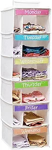 Houseables Kids Closet Organizers and Storage, Hanging Weekly Clothes Organizer for Kids, 6 Shelf... | Amazon (US)