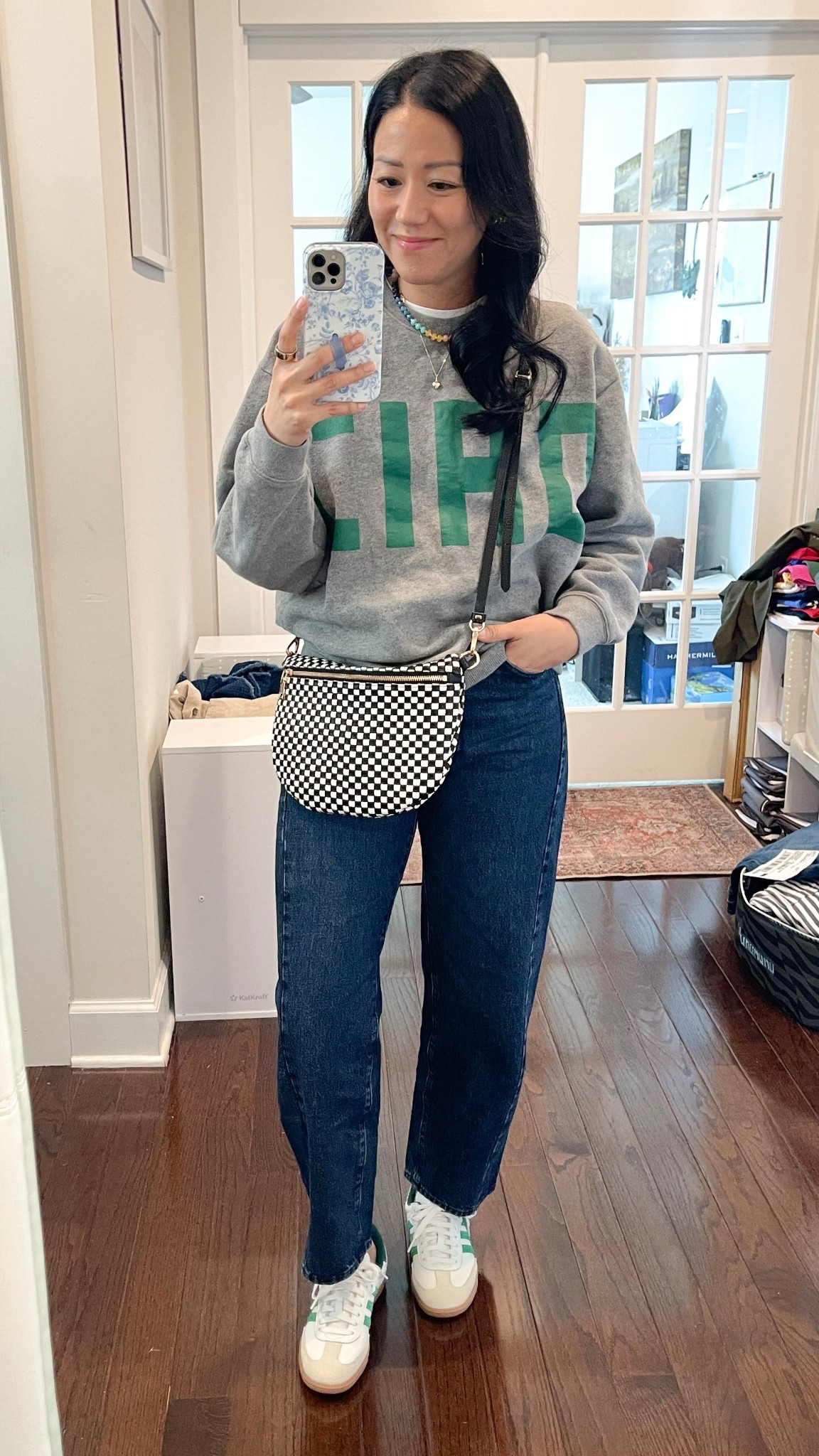 Size small sweatshirt
Size small white long sleeve tee
Curvy size 26 jeans
Sized down 1/2 in sneakers


#LTKootd #LTKmomlife #LTKOver40