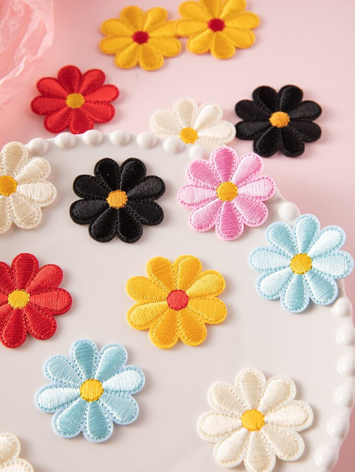 10pcs Flower Design Random Color Iron-on Patch | SHEIN