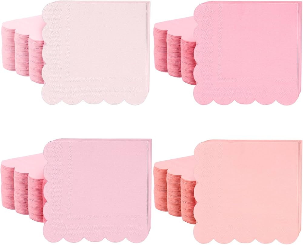 Fulmoon 200 Pieces Scalloped Cocktail Napkins Disposable Paper Napkins 9.8 x 9.8 Inches Pastel Na... | Amazon (US)