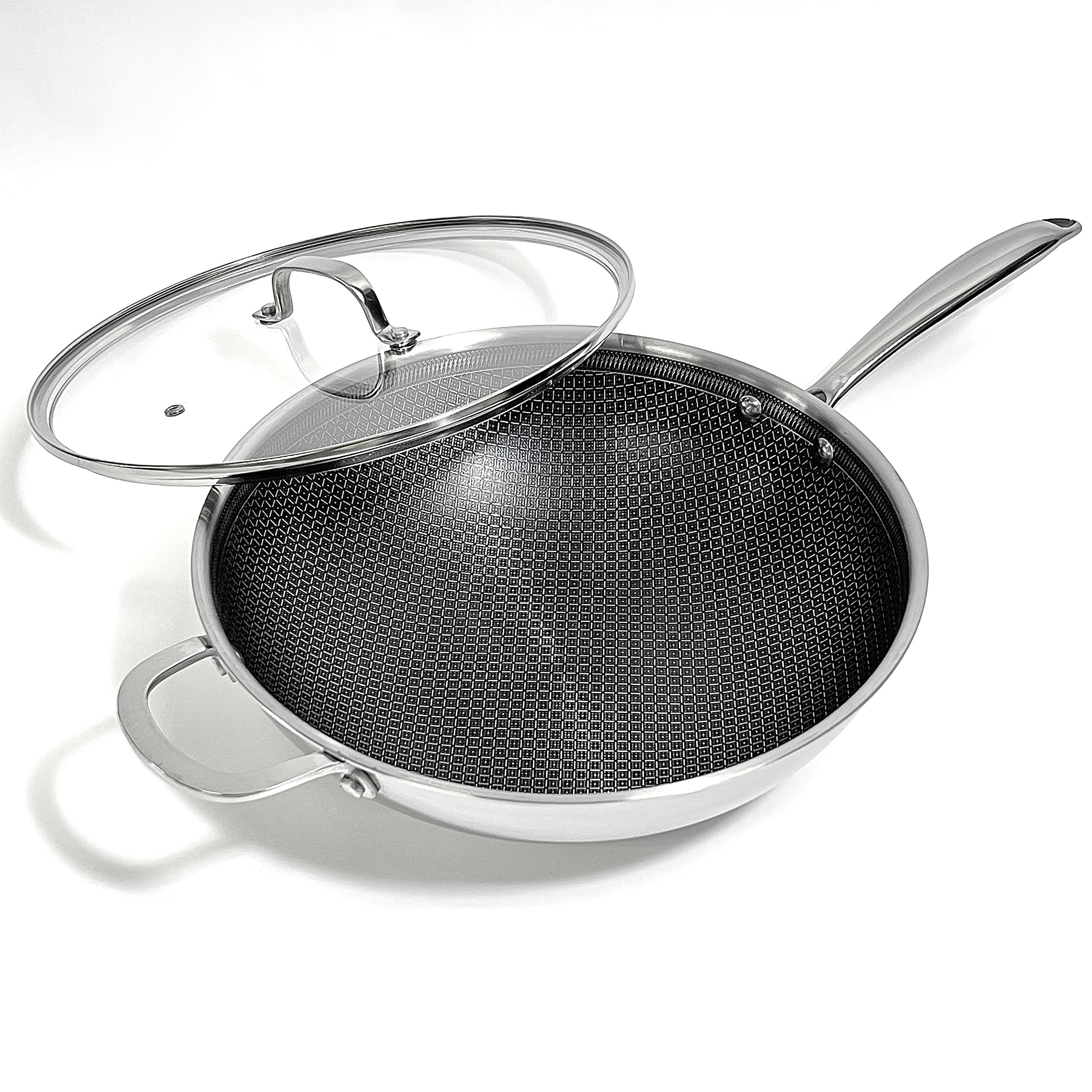 Lexi Home Tri-ply 5 Qt. Stainless Steel Nonstick Wok with Glass Lid | Amazon (US)
