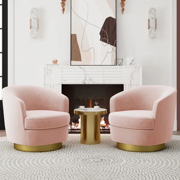 Velvet Swivel Barrel Chair (Set of 2) | Wayfair North America