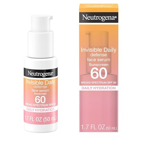 Neutrogena Invisible Daily Defense Broad Spectrum SPF 60, Antioxidants for Skin Glow, Hydrating Face Sunscreen Serum, Water Resistant (80 minutes), Oil-Free, Fragrance Free, Non Comedogenic, 1.7 Fl Oz | Amazon (US)