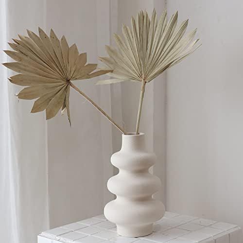 PEAUARL Circle Ceramic Vase, Pampas Grass Vase，Modern Dried Flowers Vase, Decorative Vase for Center | Amazon (US)