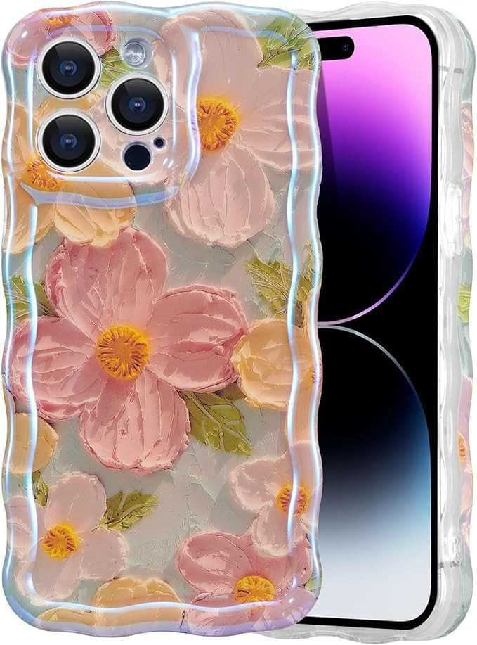 EYZUTAK Case for iPhone 15 Pro Max, Colorful Retro Oil Painting Printed Flower Laser Glossy Patte... | Amazon (US)