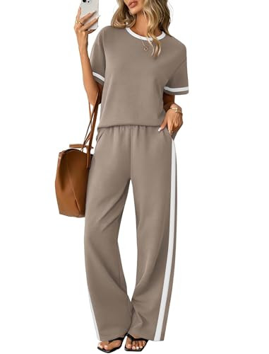 Sampeel 2 Piece Sets for Women Matching Sets Summer Outfits Resort Wear Short Sleeve Lounge Set W... | Amazon (US)