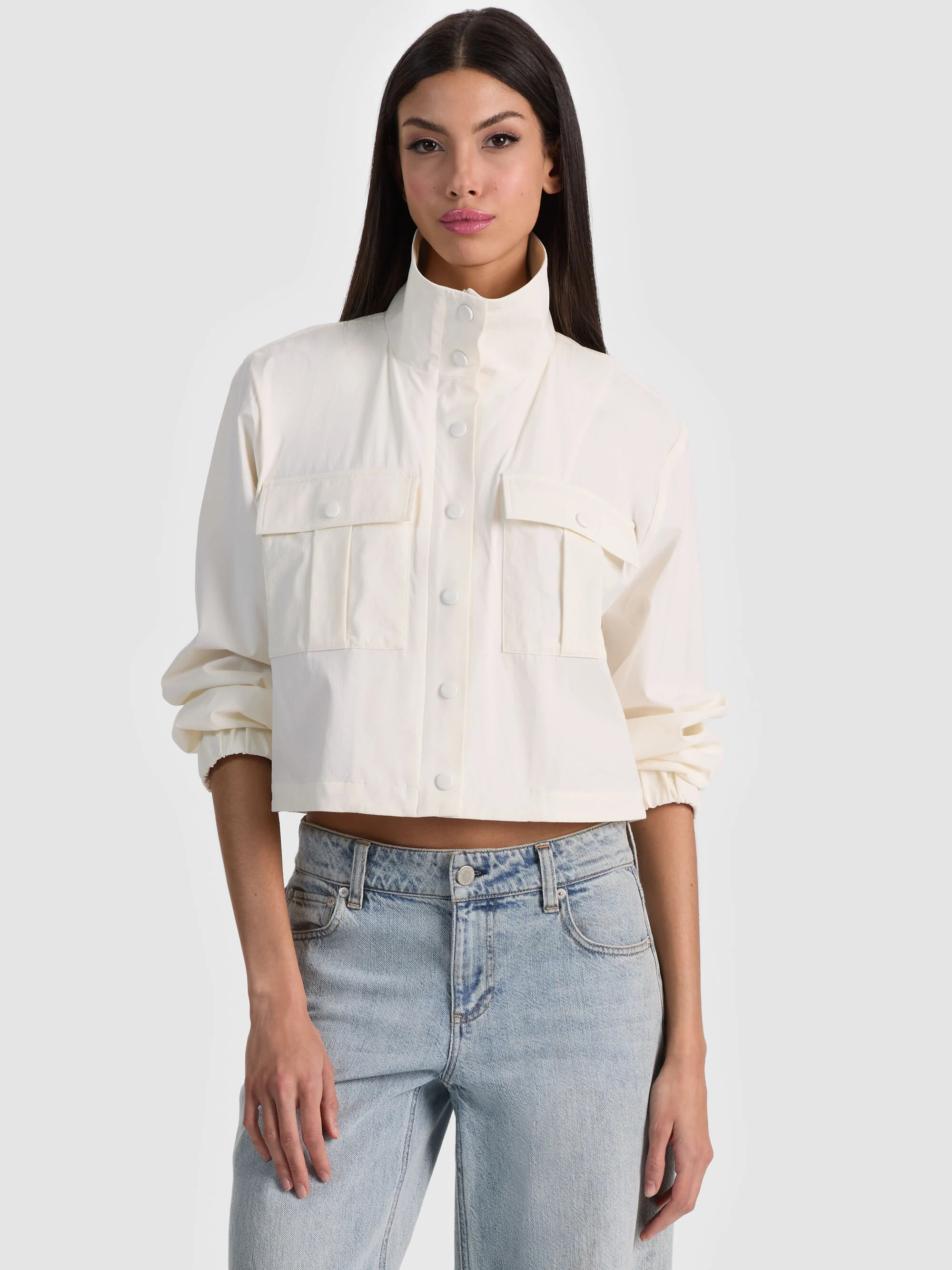 JAMES FUNNEL NECK CROPPED PARKA | Alice + Olivia