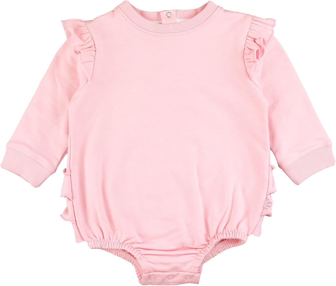 RuffleButts Baby/Toddler Girls Flutter Sleeve Sweatshirt Bubble Romper with Snaps | Amazon (US)