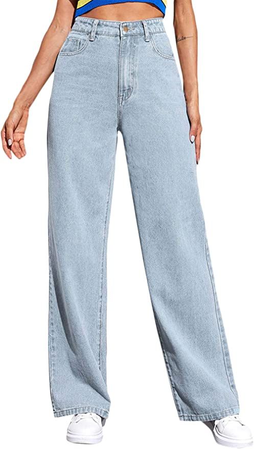 SOLY HUX Women's Casual Denim Pants High Waisted Wide Leg Jeans | Amazon (US)