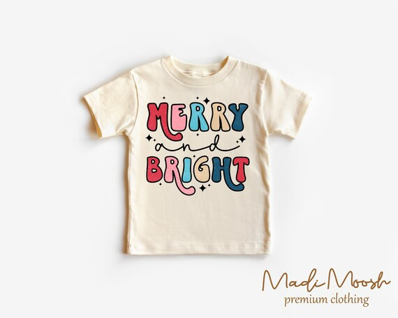 Merry and Bright Toddler Shirt  Cute Christmas Kids Shirt  - Etsy | Etsy (US)