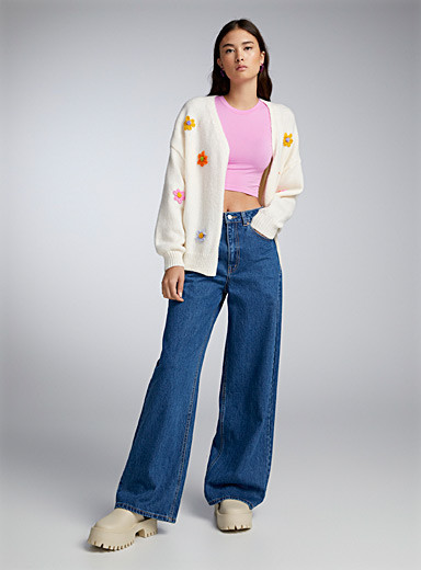 Crochet flowers open cardigan | Simons