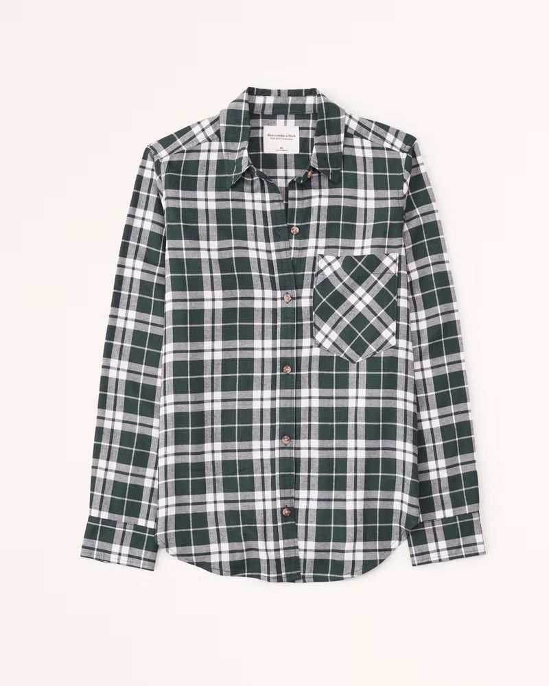 Women's Relaxed Flannel Shirt | Women's New Arrivals | Abercrombie.com | Abercrombie & Fitch (US)