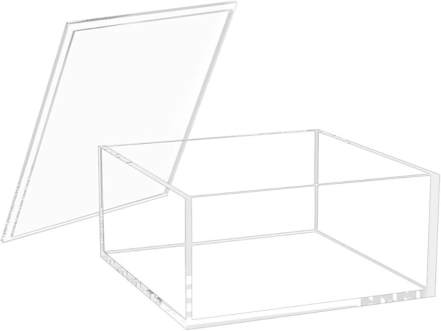 NIUBEE Acrylic Storage Box with Lids, 6.8‘’ Clear Mult-Purpose Box Square Stackable for Offic... | Amazon (US)