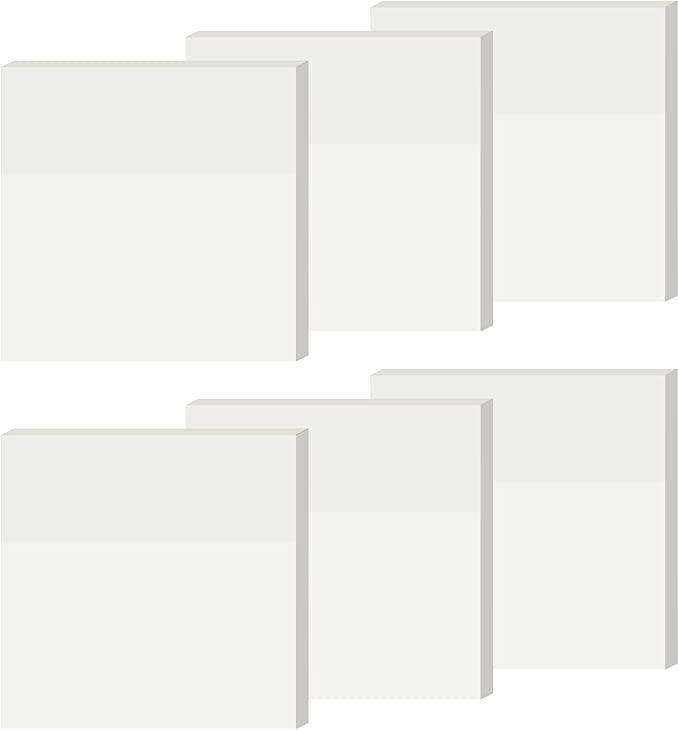 6Pack Transparent Sticky Notes, Clear Sticky Notes, 3’’ x 3’’ Translucent Sticky Notes, W... | Amazon (US)
