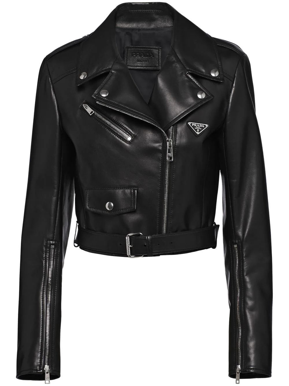 Prada Nappa Leather Biker Jacket - Farfetch | Farfetch Global