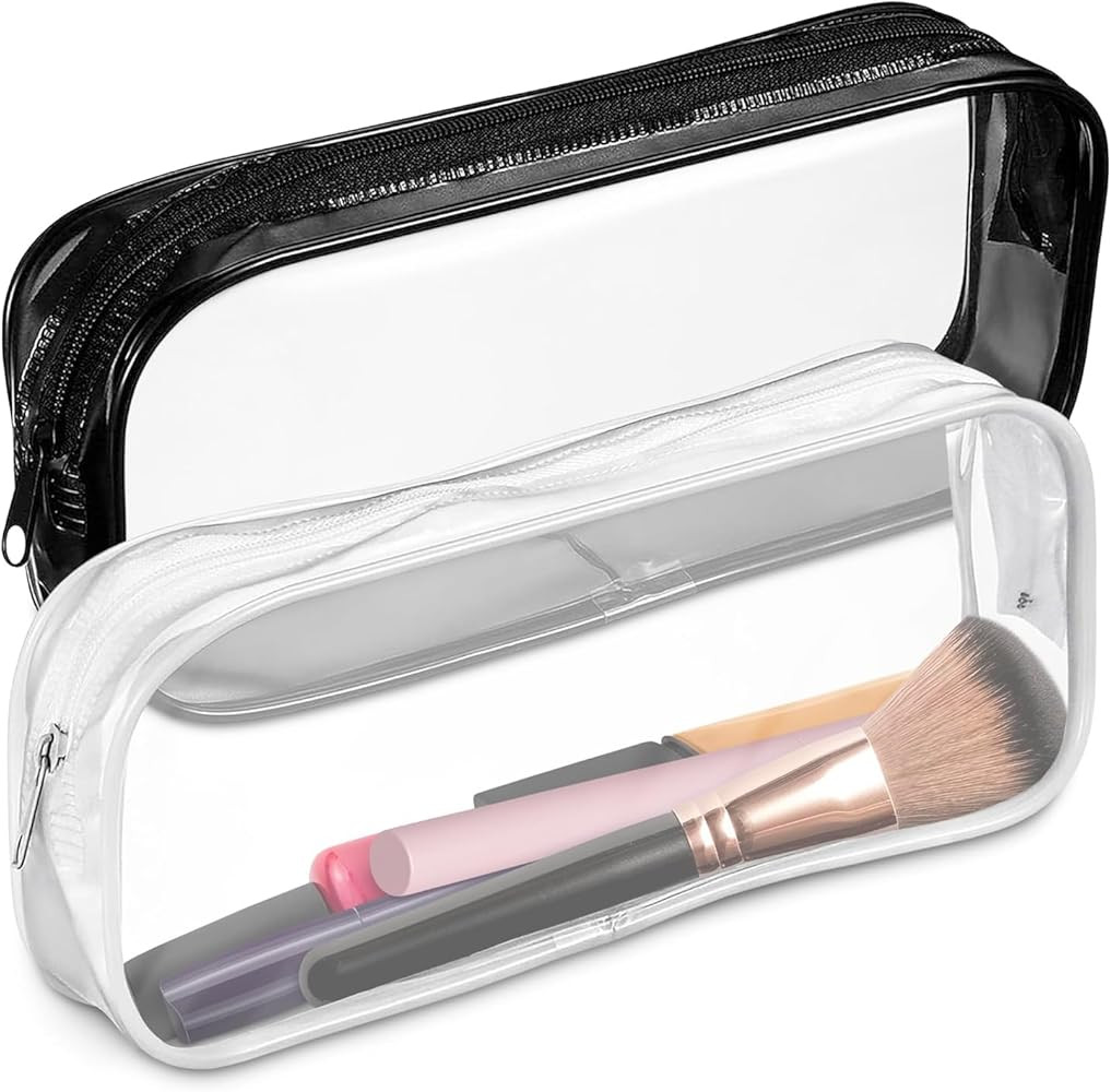 Amazon.com: Small Makeup Bag for Purse – 2 Pcs Clear Zipper Pouches, Soft, Elastic, Waterproof ... | Amazon (US)