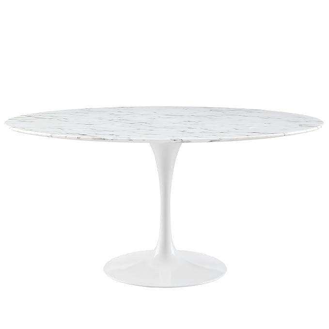 Modway Lippa 60" Artificial Marble Dining Table in White | Amazon (US)