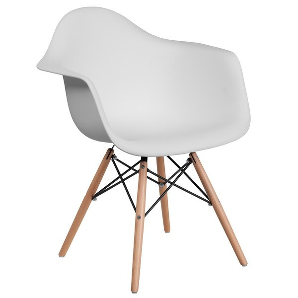 Plastic Chair with Arms and Wooden Legs - White | Bed Bath & Beyond
