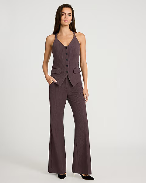 Editor Striped High Waisted Flare Trouser | Express