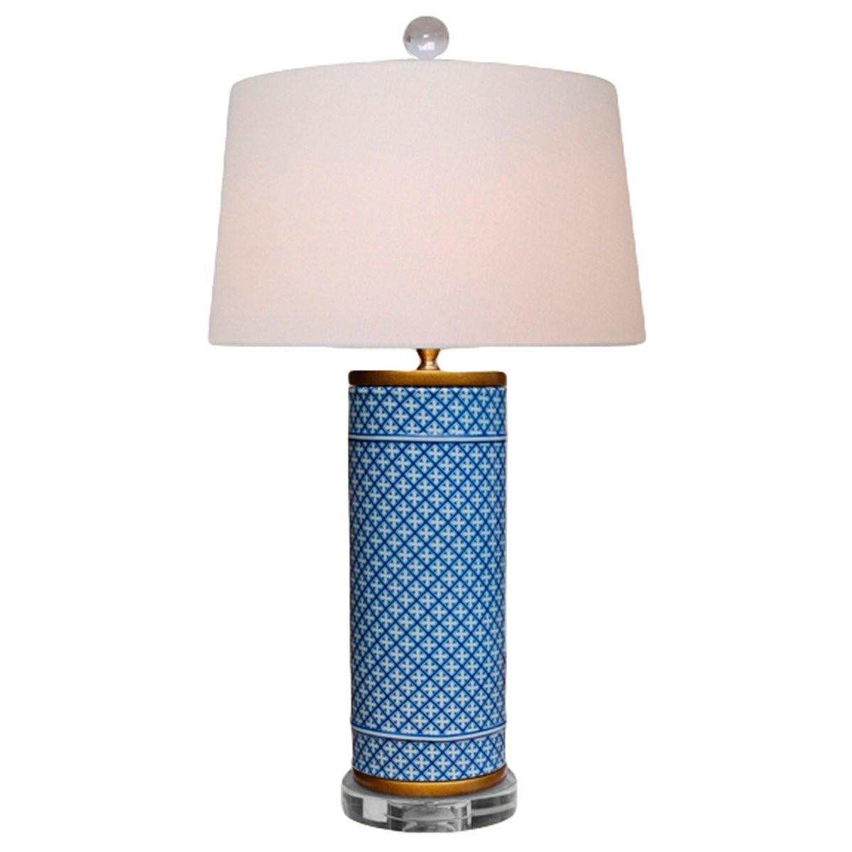 Blue and White Cylinder Table Lamp - Large | Shades of Light