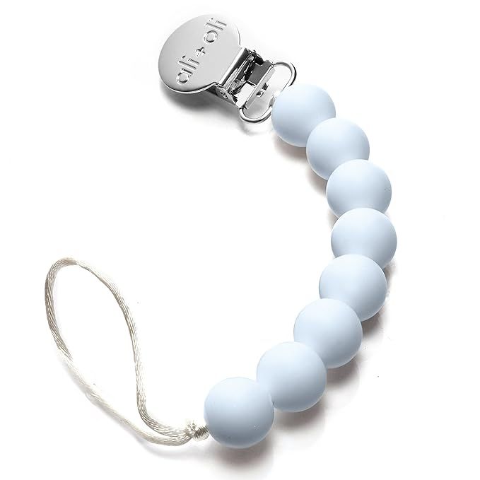Modern Pacifier Clip for Baby - 100% BPA Free Silicone Beads (Baby Blue) Binky Holder for Newborn... | Amazon (US)
