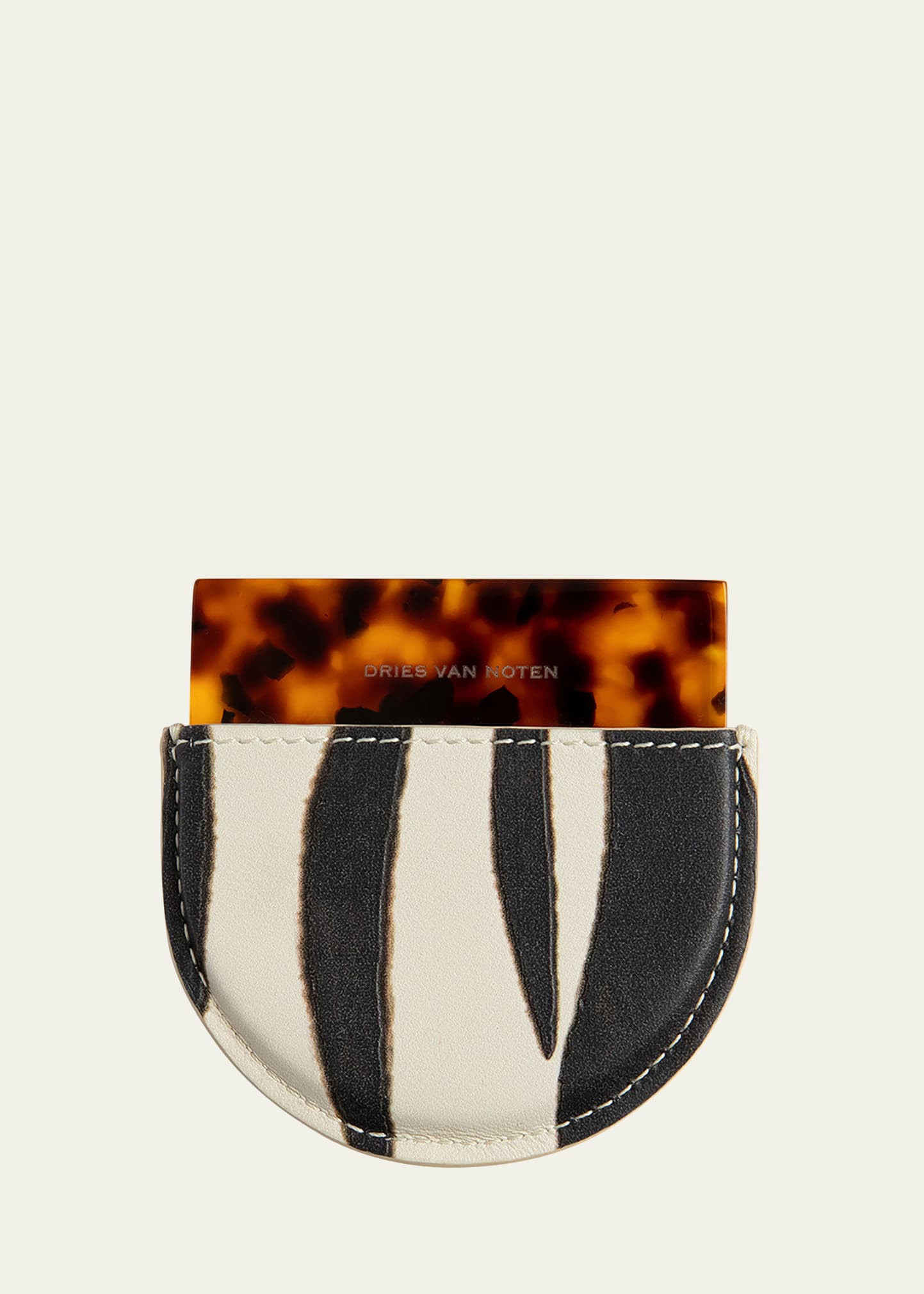 Dries Van Noten Zebra Print and Tortoiseshell Handheld Mirror | Bergdorf Goodman