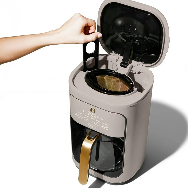 Beautiful 14-Cup Programmable Drip Coffee Maker with Touch-Activated Display, Porcini Taupe by Dr... | Walmart (US)
