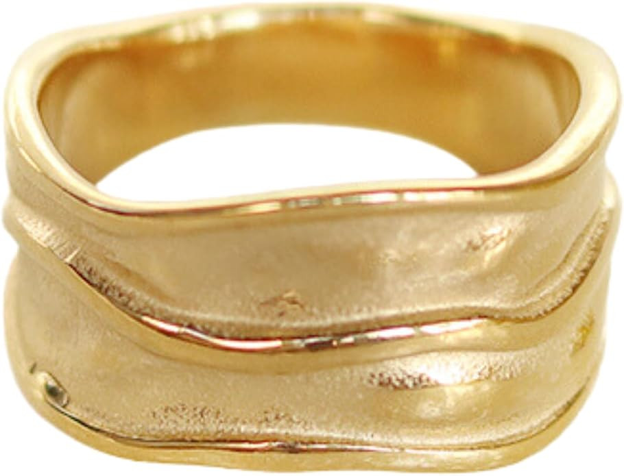 JEWELVERSE 18K Gold-Plated Hammered Ring For Women | Textured Ring | Rings | Thick Stacking Gold ... | Amazon (US)