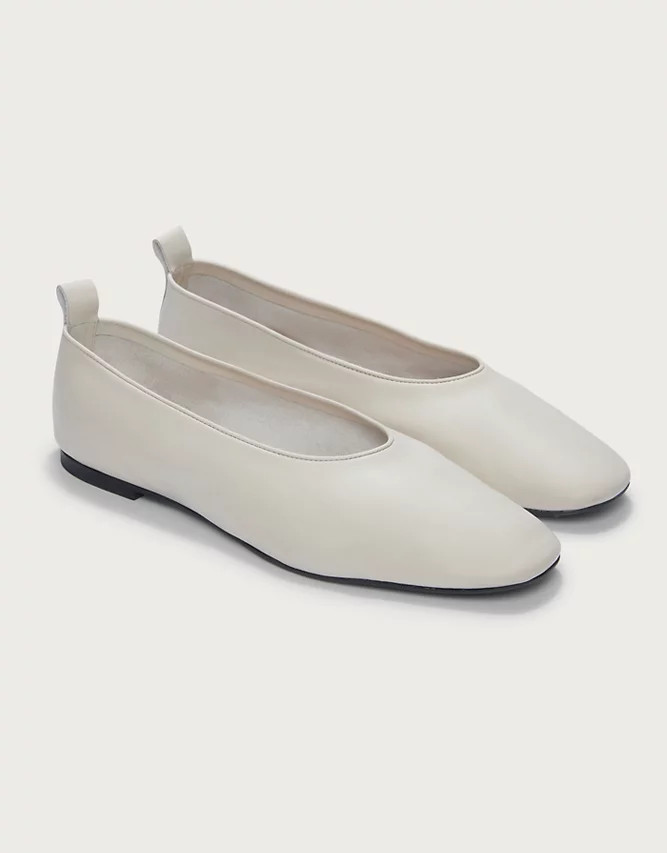 Leather High Vamp Ballet Shoes | The White Company UK & ROW