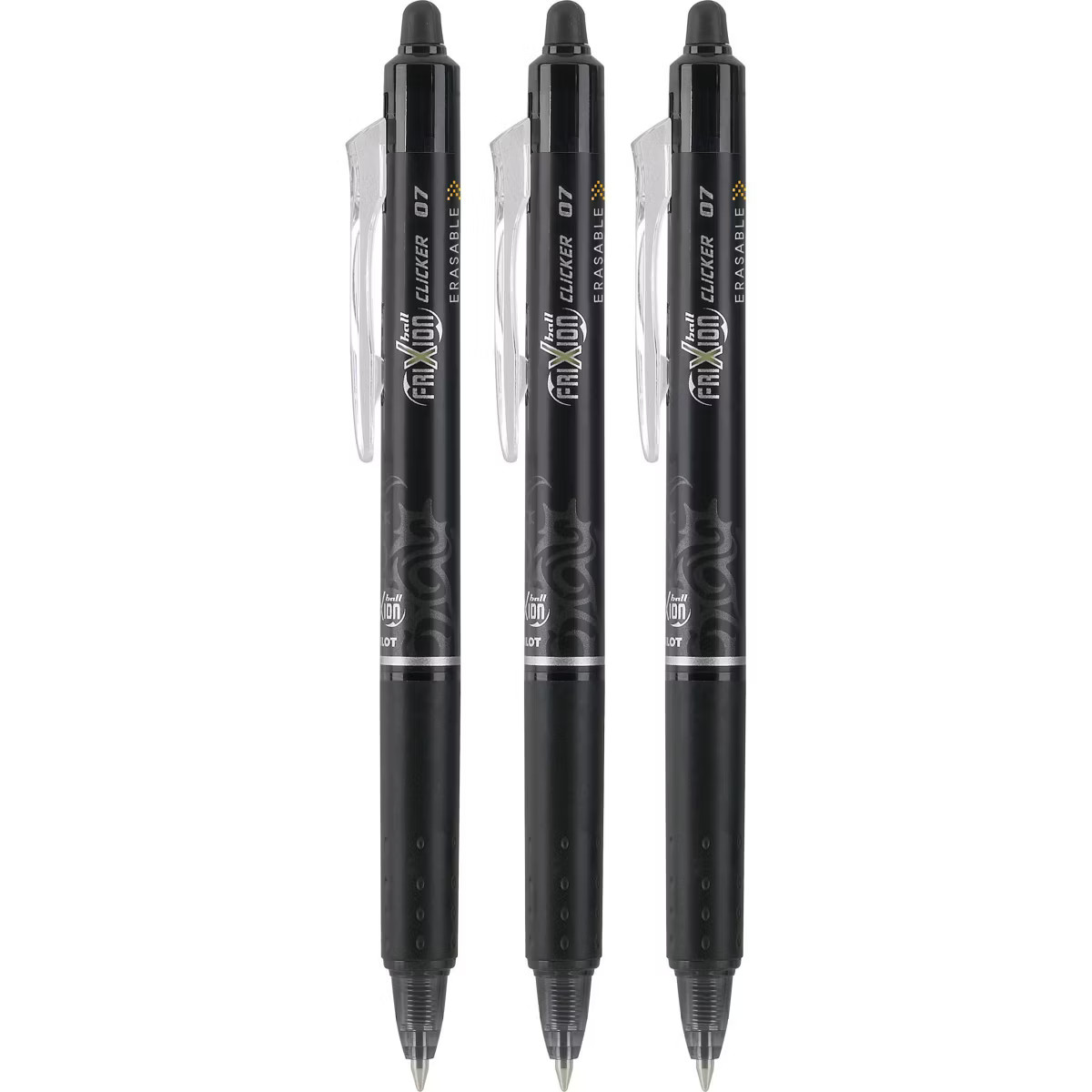 Pilot 3ct FriXion Clicker Erasable Gel Pens Fine Point 0.7mm Black Ink: Retractable, Stationery, ... | Target