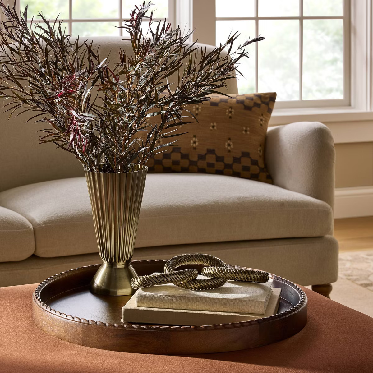 Braided Edge Wood Tray Dark Brown - Threshold™ designed with Studio McGee | Target