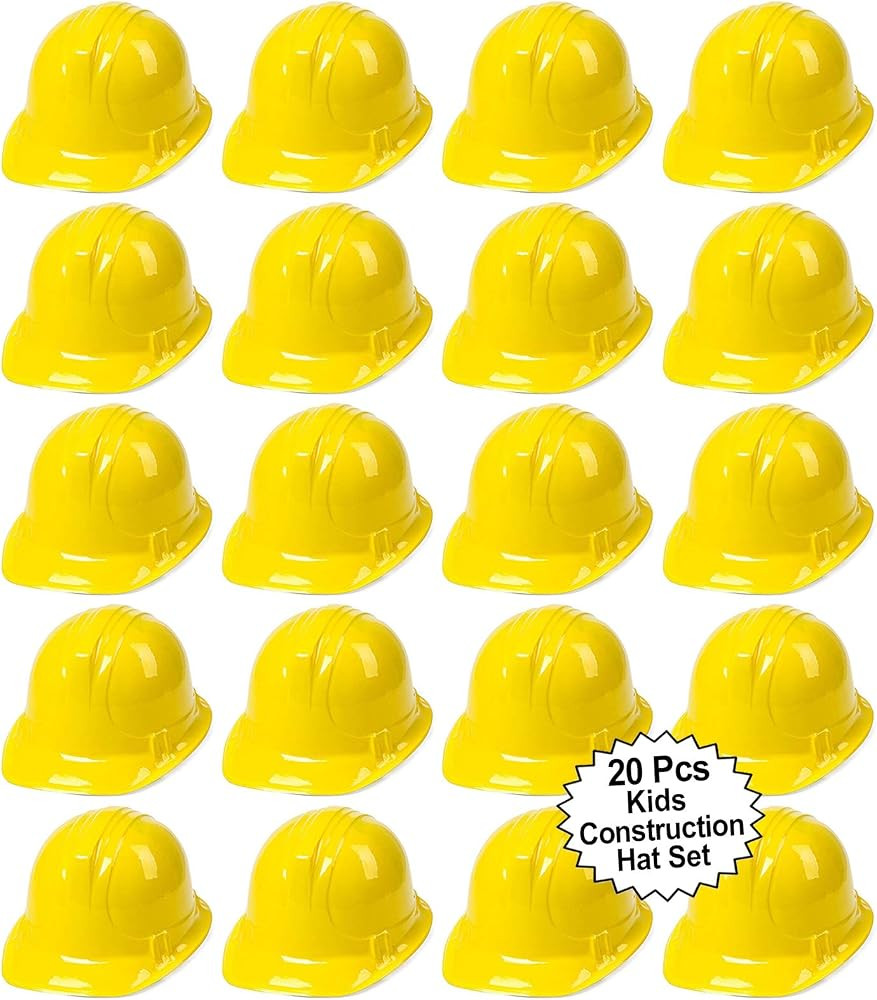 Amazon.com: AnapoliZ Toy Construction Hard Hats | 20 Pcs. Soft Plastic Yellow Kids Party Hat | Ch... | Amazon (US)